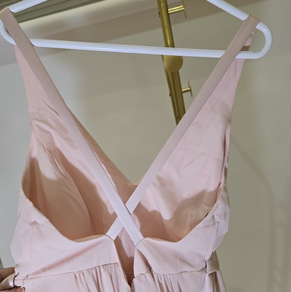 Vera Wang White Davids Bridal 20 Long Blush Dusty Rose Chiffon Dress Cross Back - Picture 11 of 15